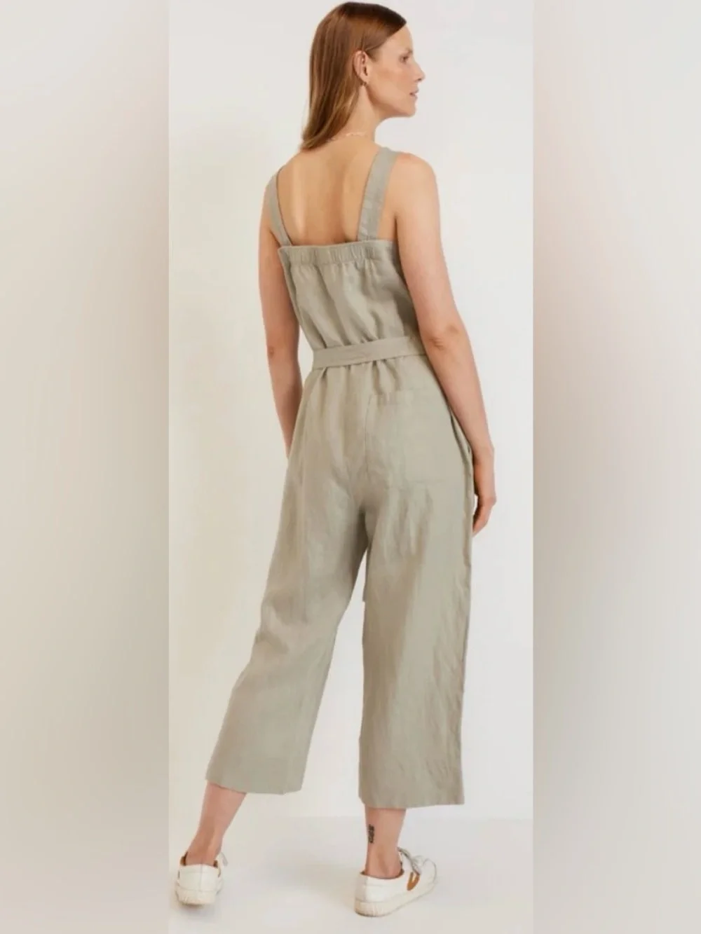 Everlane The Linen Picnic Jumpsuit in Seagrass